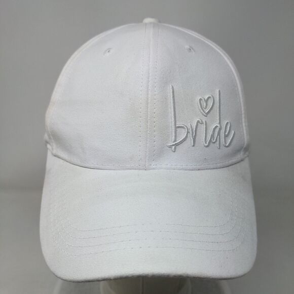 Bride Slideback Hat White One Size Adjustable Embroidered Miss to Mrs Faux Suede - Picture 2 of 9